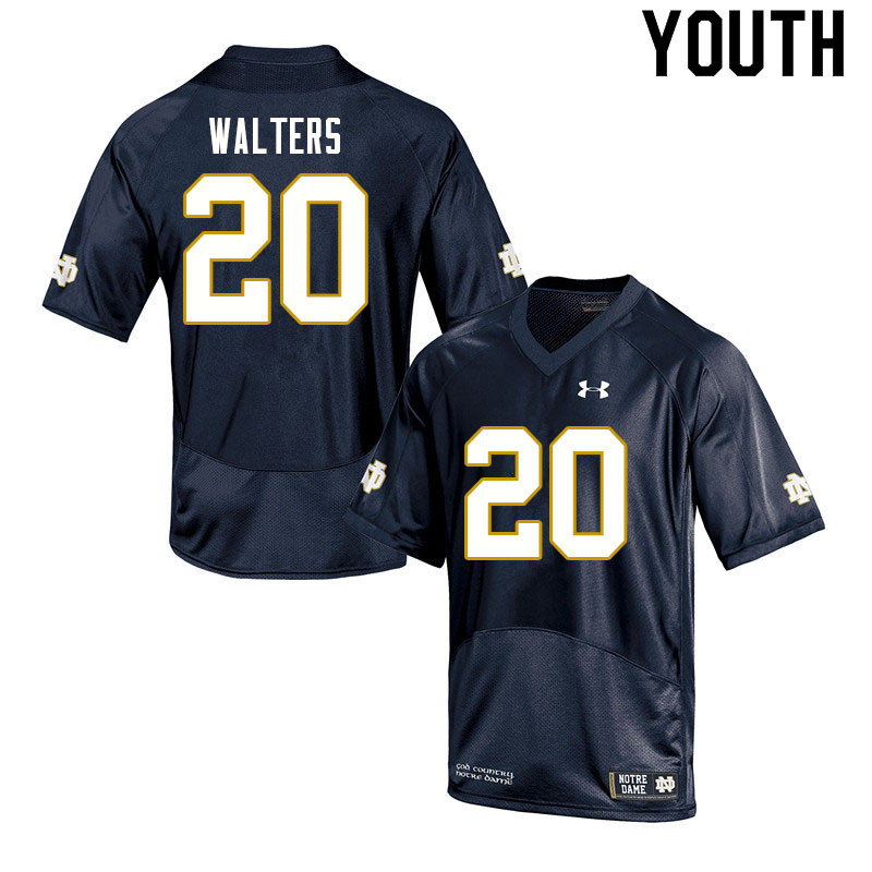 Youth #20 Justin Walters Notre Dame Fighting Irish College Football Jerseys Sale-Navy